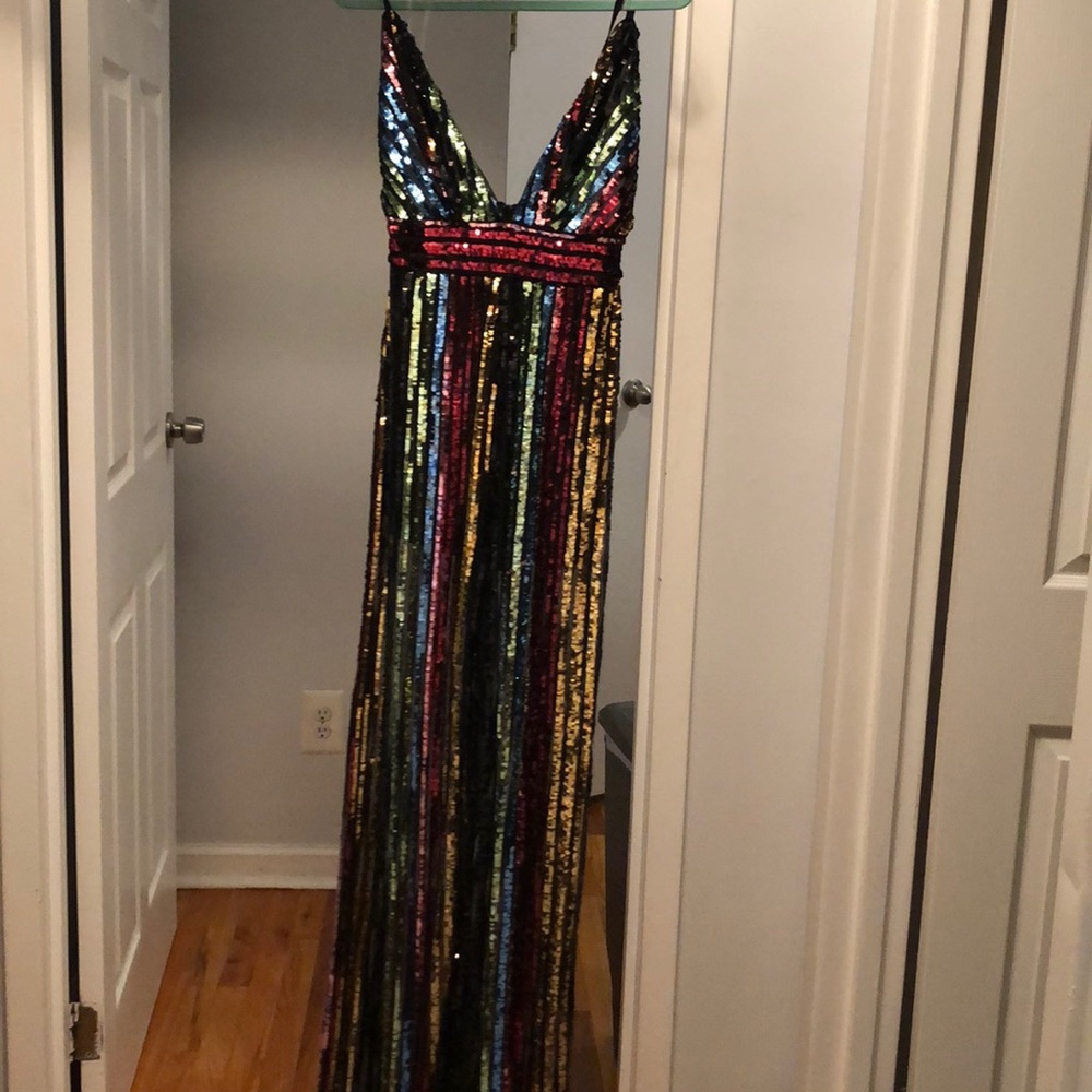 Fashion Nova Rainbow Glitter Jumpsuit